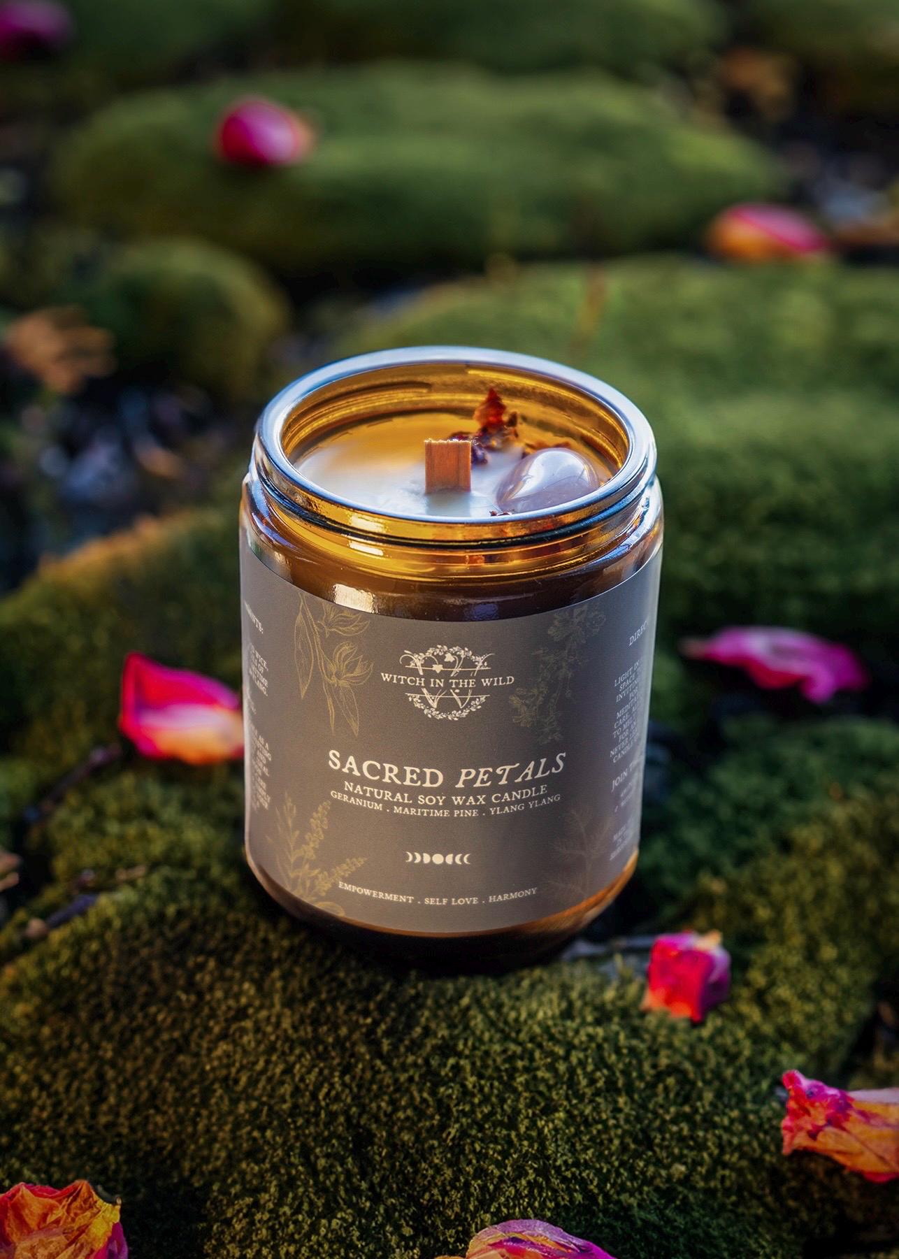 Sacred Petals Crystal Candle