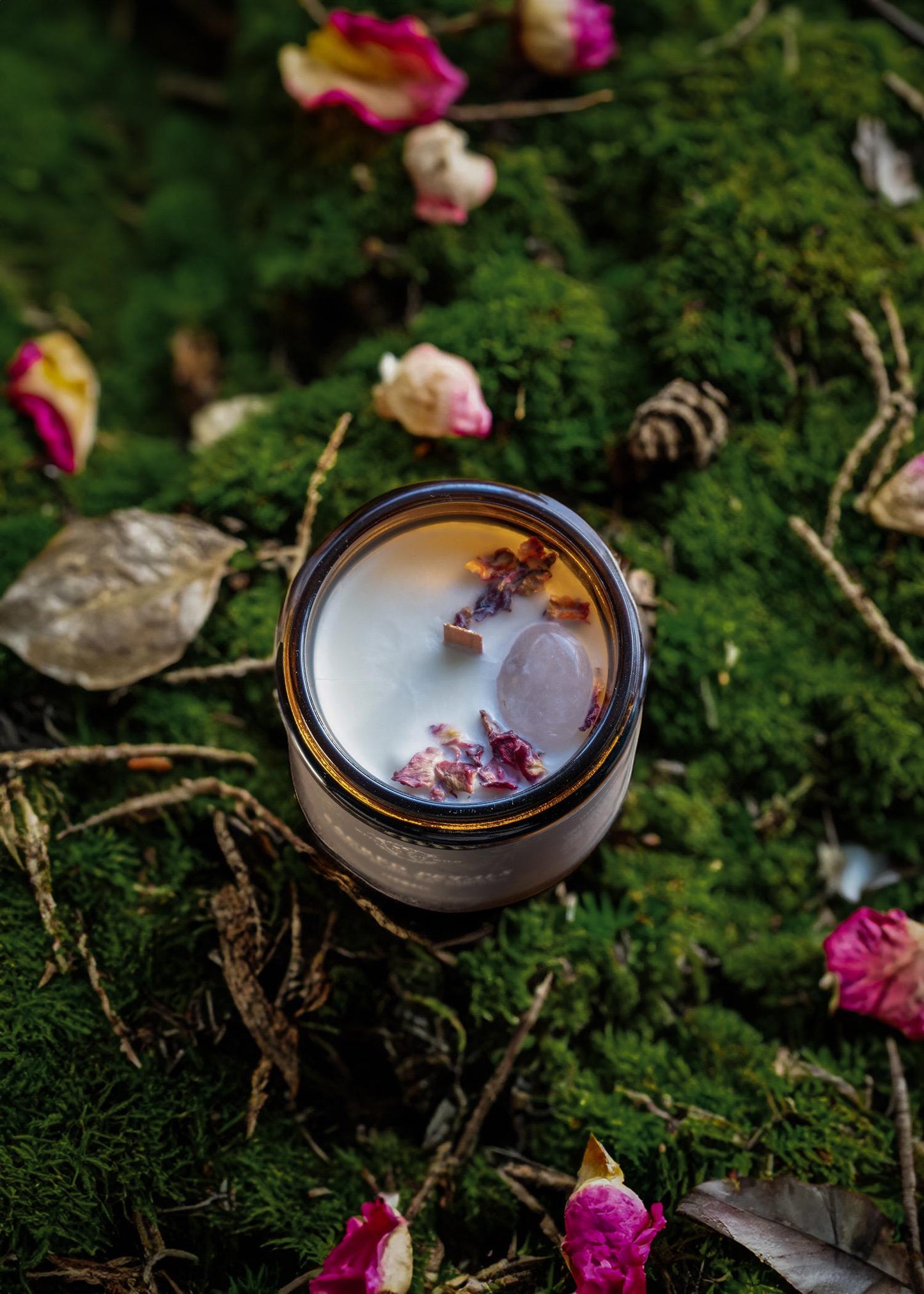 Sacred Petals Crystal Candle