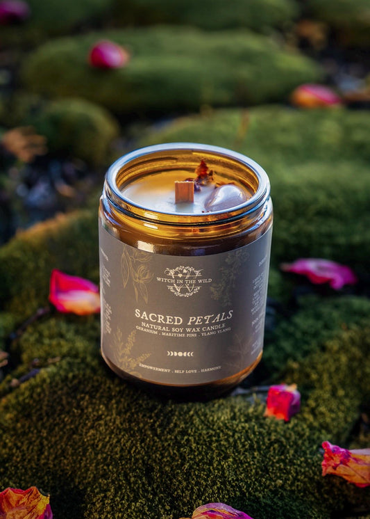 Sacred Petals Crystal Candle